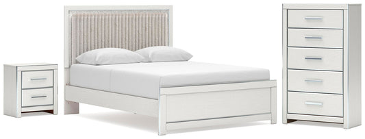 Zuraleus Queen Upholstered Panel Platform Bed, Dresser, Mirror and Nightstand
