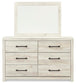 Cambeck Twin Panel Bed with 4 Storage Drawers with Mirrored Dresser, Chest and Nightstand