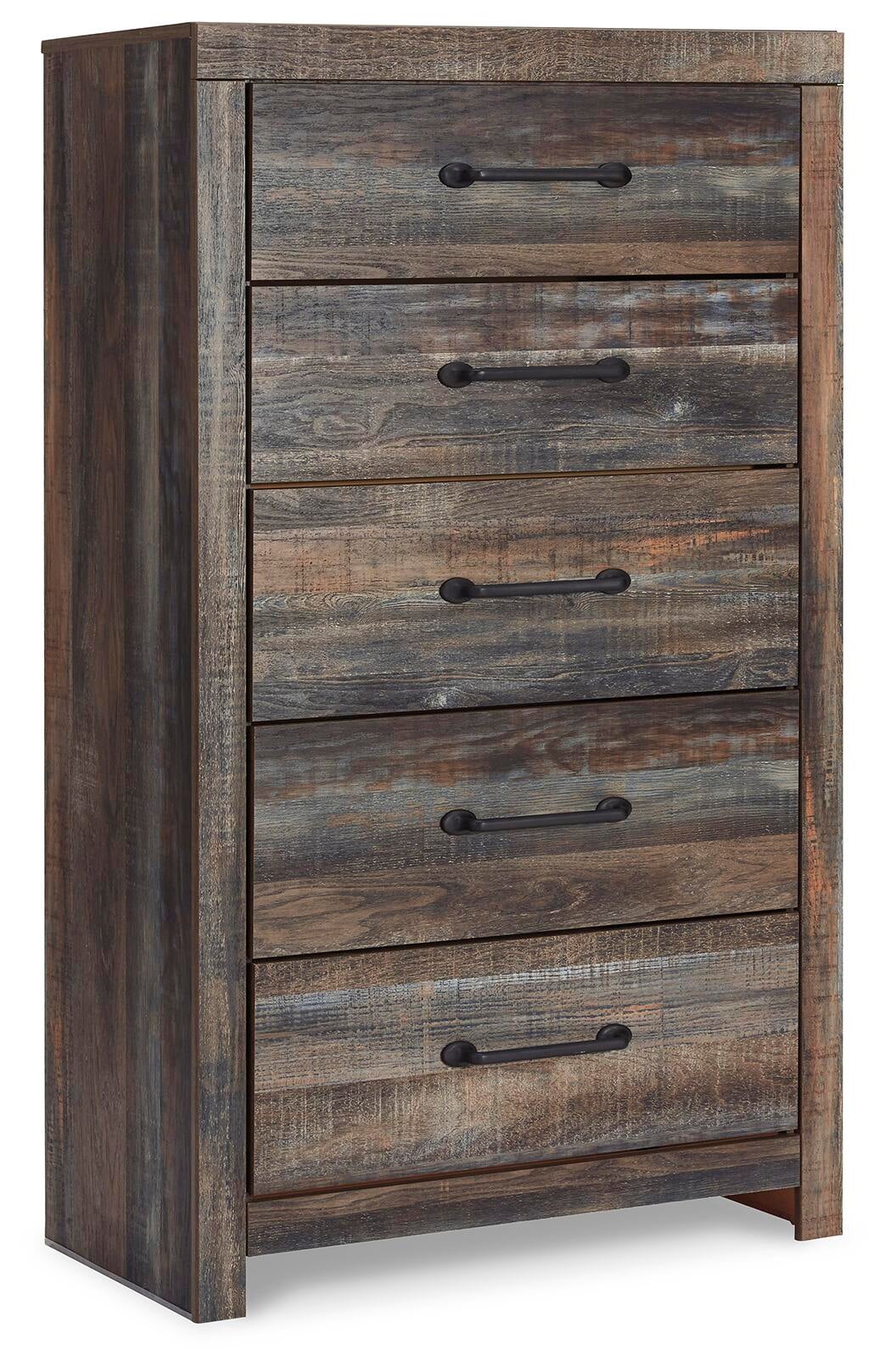 Drystan Queen Panel Headboard Bed with Mirrored Dresser, Chest and Nightstand