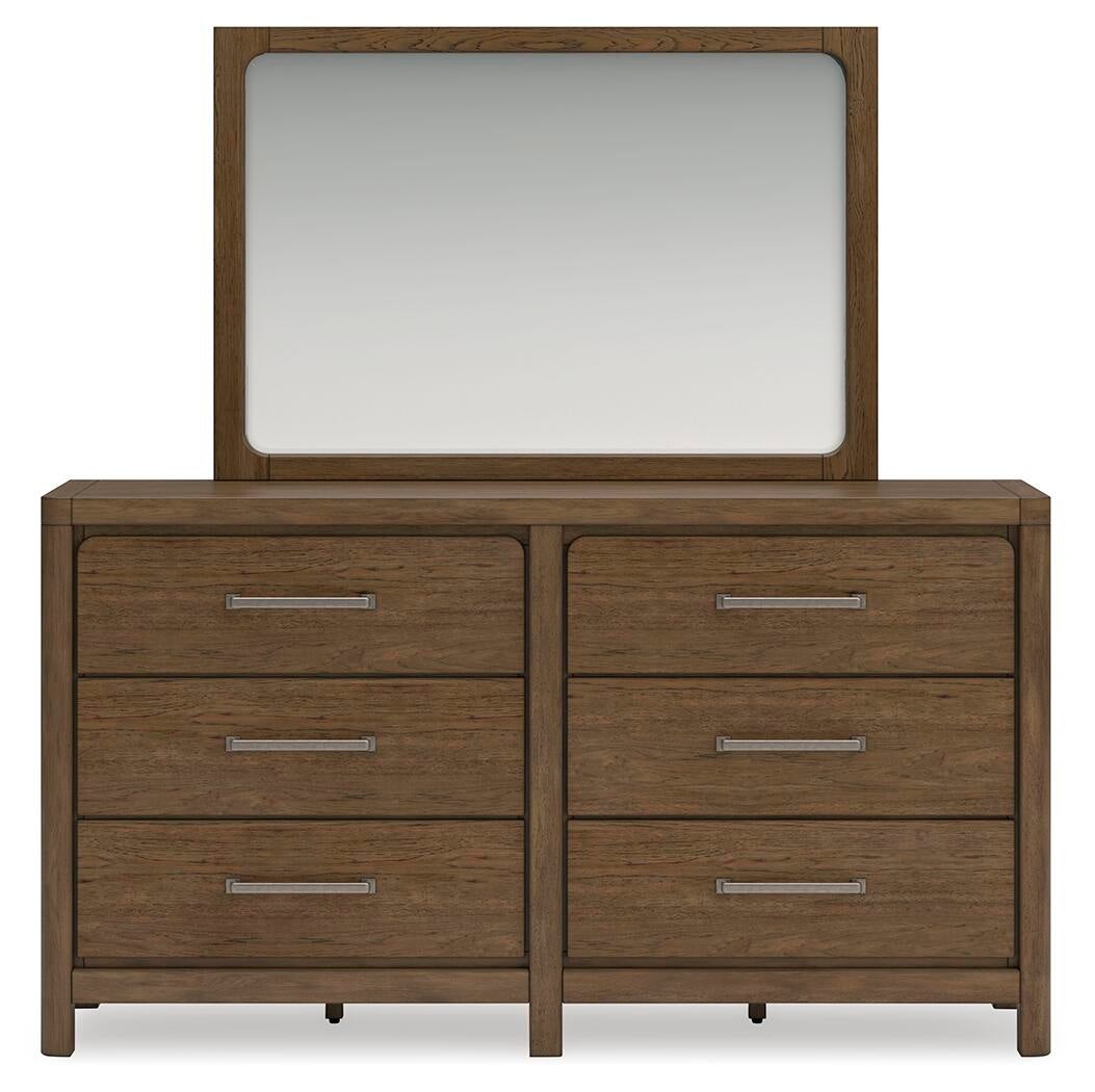Cabalynn Queen Panel Bed with Storage with Mirrored Dresser