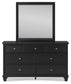 Lanolee King Panel Bed with Mirrored Dresser