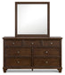 Danabrin Queen Panel Bed with Mirrored Dresser, Chest and Nightstand