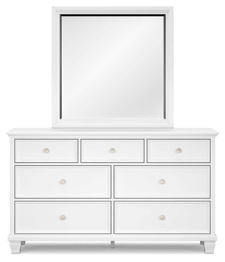 Fortman California King Panel Bed with Mirrored Dresser