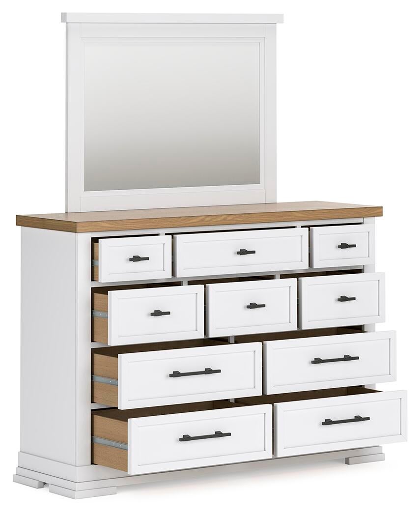 Ashbryn Queen Panel Storage Bed, Dresser, Mirror and Nightstand