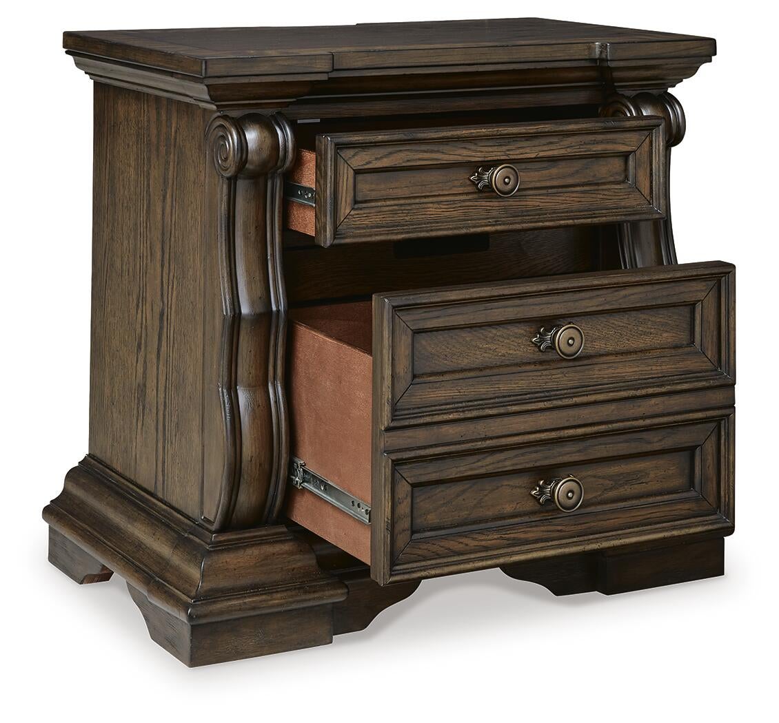 Maylee Queen Upholstered Bed, Dresser, Mirror, Chest and Nightstand