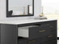 Cadmori Full Upholstered Panel Bed, Dresser and Mirror
