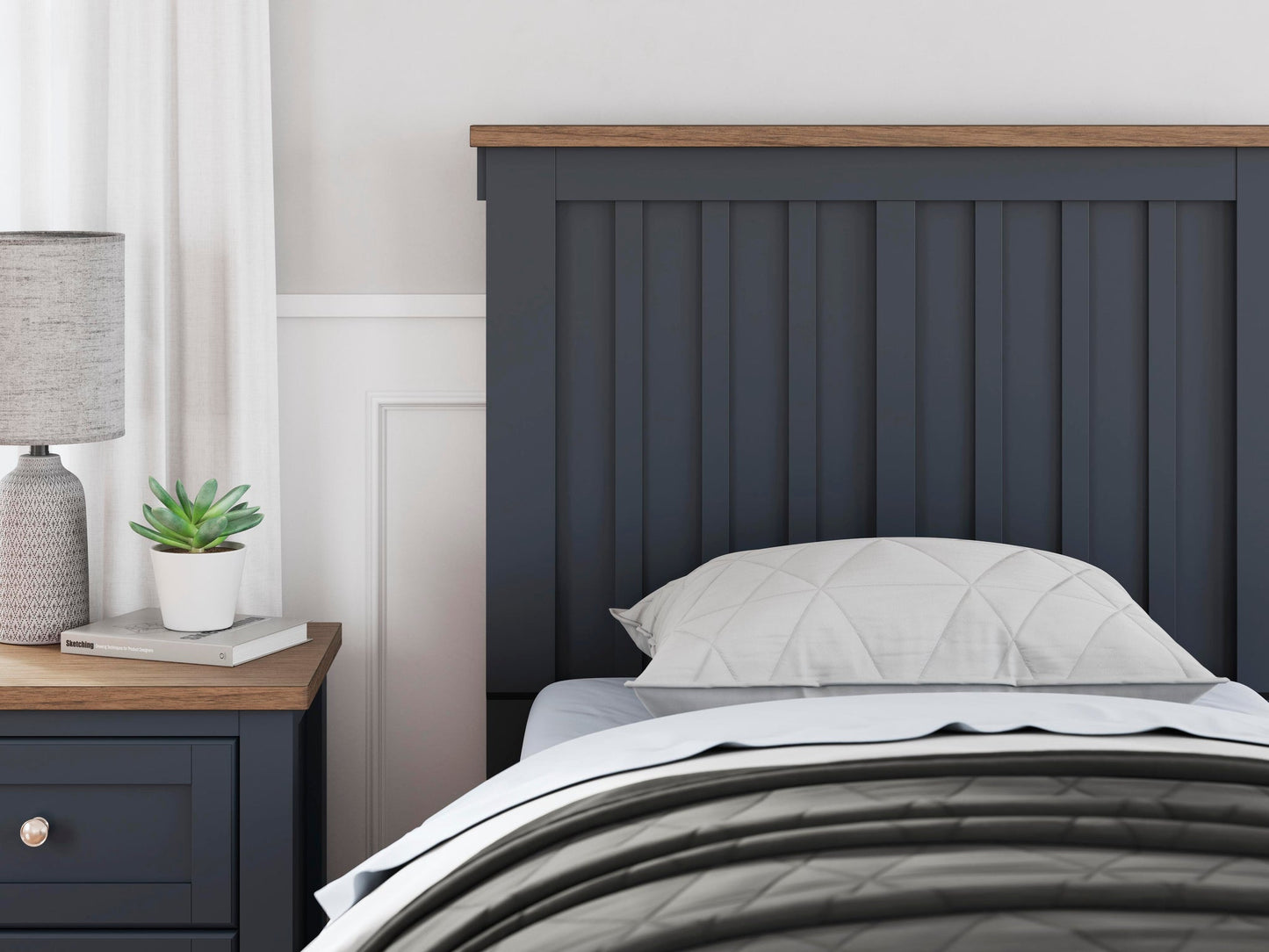 Landocken Twin Panel Headboard, Dresser, Mirror, Chest and Nightstand