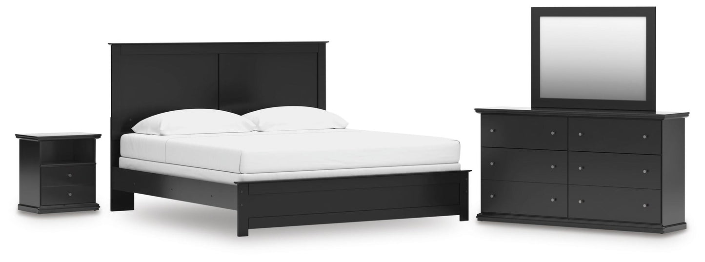 Maribel King Panel Bed, Dresser, Mirror and Nightstand