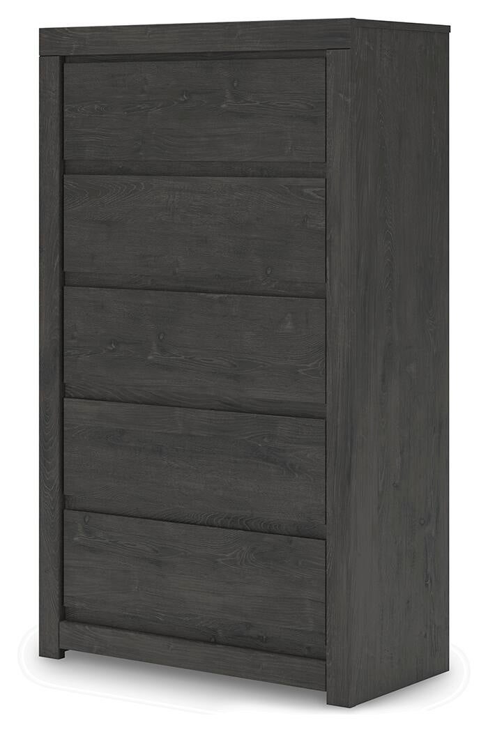 Fraluna King Panel Bed, Dresser, Mirror, Chest and Nightstand