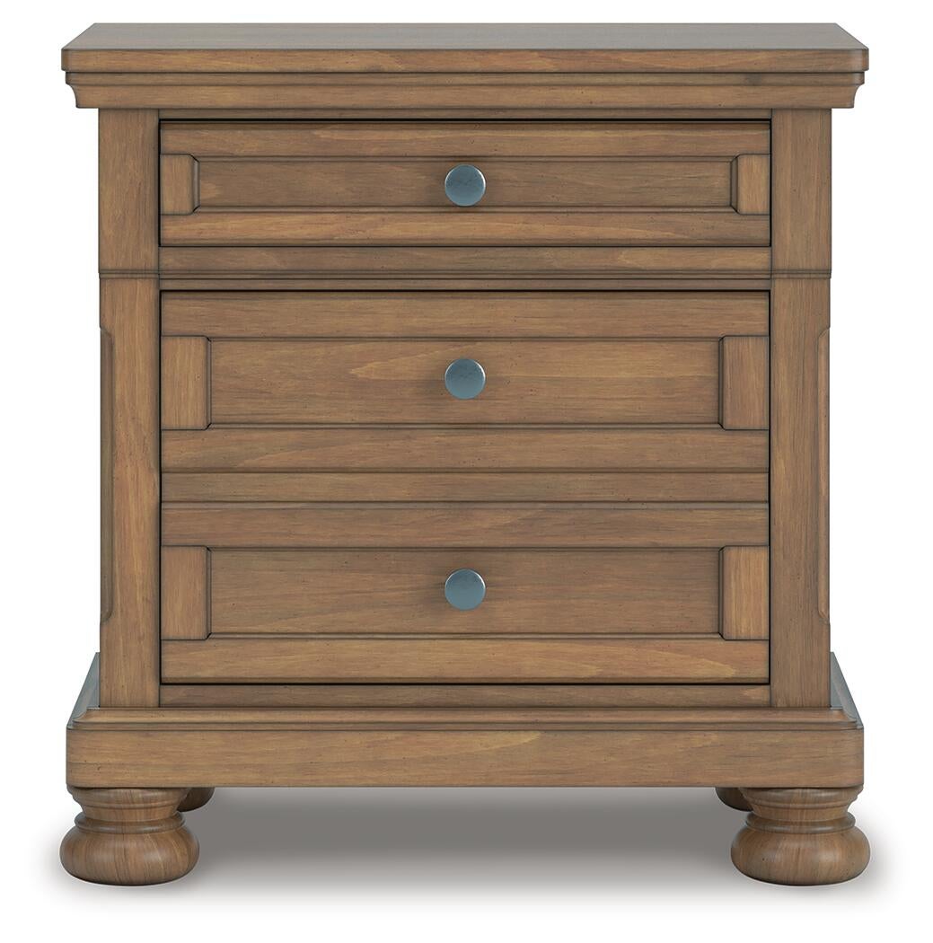 Feddinger California King Storage Sleigh Bed with Mirrored Dresser, Chest and Nightstand