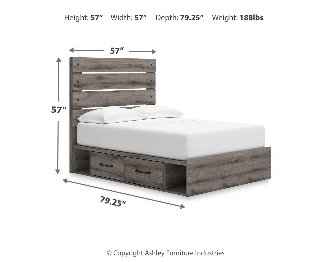 Graystorm Full Panel Storage Bed, Dresser and Mirror