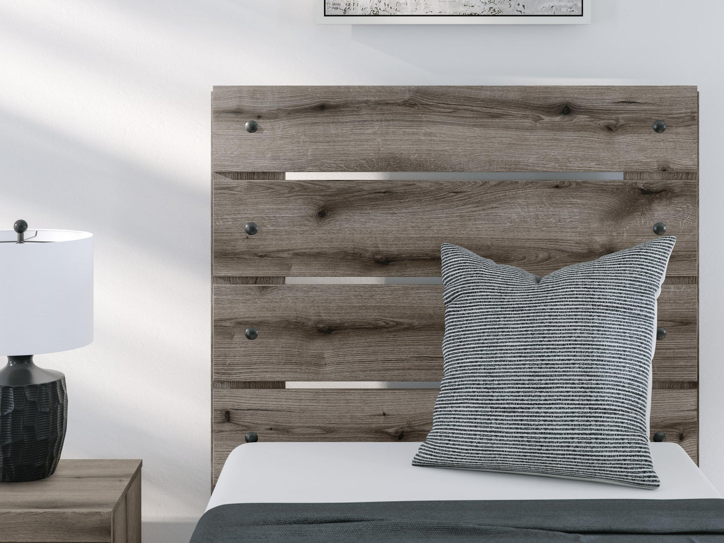 Graystorm Twin Panel Storage Bed, Dresser, Mirror and Nightstand