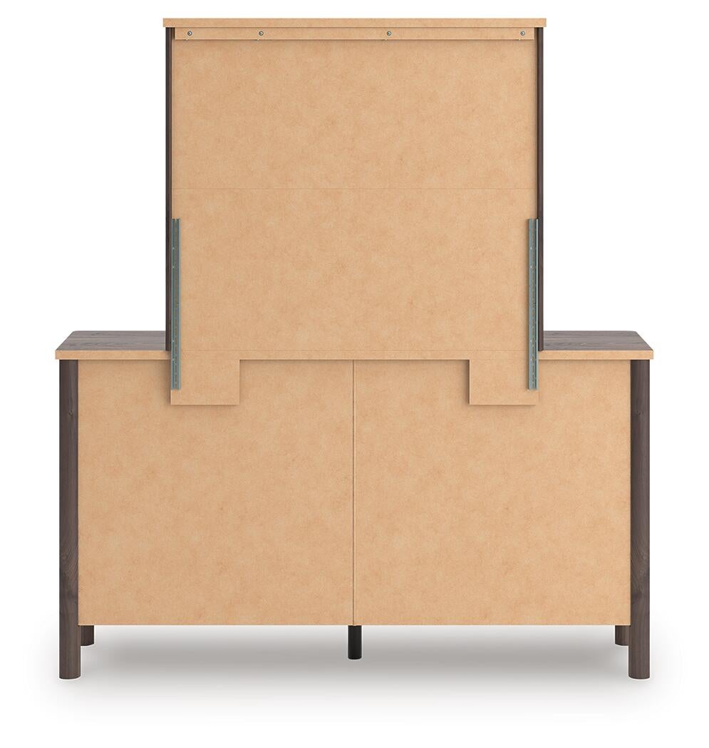Pamytta King Upholstered Panel Platform Bed, Dresser and Mirror