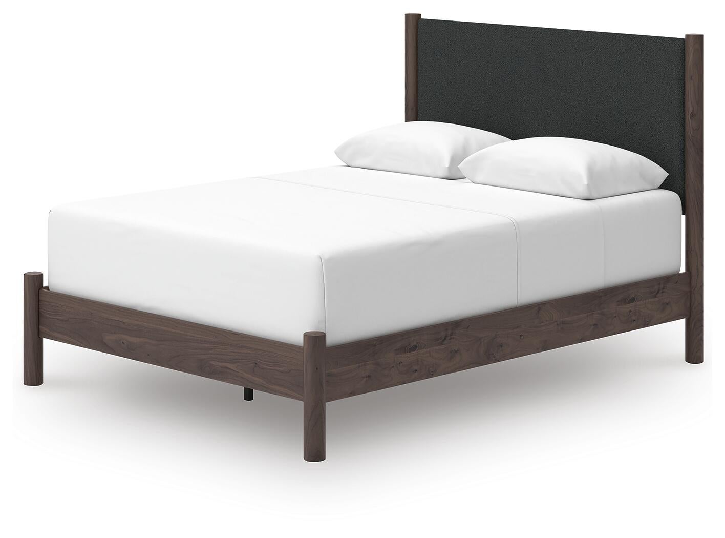 Pamytta Queen Upholstered Panel Bed, Dresser, Mirror and Nightstand
