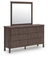 Pamytta Full Upholstered Panel Bed, Dresser, Mirror and Nightstand