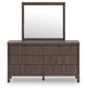 Pamytta Twin Upholstered Panel Bed, Dresser and Mirror