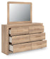 Kinlanni Queen Upholstered Platform Bed, Dresser and Mirror