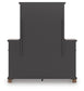 Rowlenstown California King Poster Bed with Mirrored Dresser and Nightstand