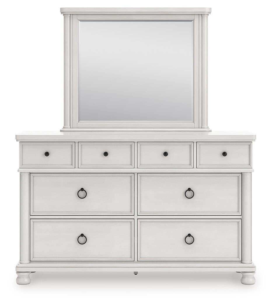Rowlenstown California King Poster Bed, Dresser and Mirror